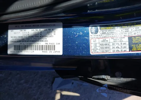 2017 Mazda Mazda6 Touring z USA, uszkodzony, nr VIN JM1GL1V58H1132851